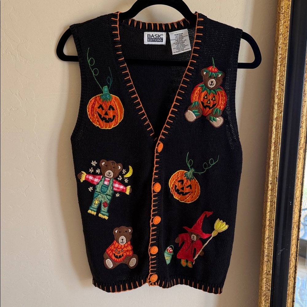 Basic Editions Vintage Halloween Button Down Embr… - image 1